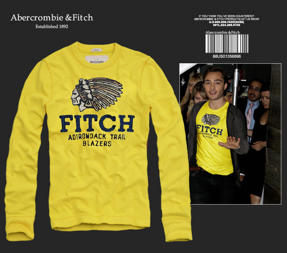 Abercrombie Fitch Hombres De Cuello Redondo Con Gente Fotos Largo Remera AF5997